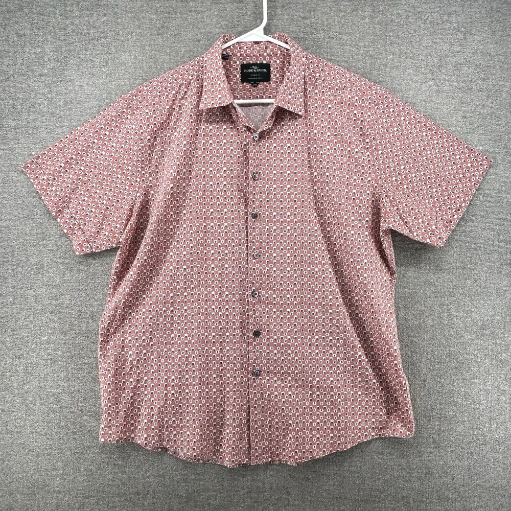 Rodd & Gunn Sports Fit Shirt Men Size XXL Pink Geometric Short Sleeve Cotton